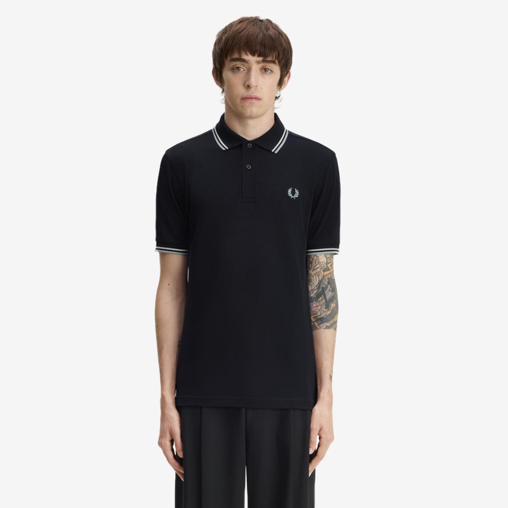 FRED PERRY [M3600] Twin Tip Fred Perry Shirt - Navy/Ecru/Silver Blue Afpm2G33600-74C