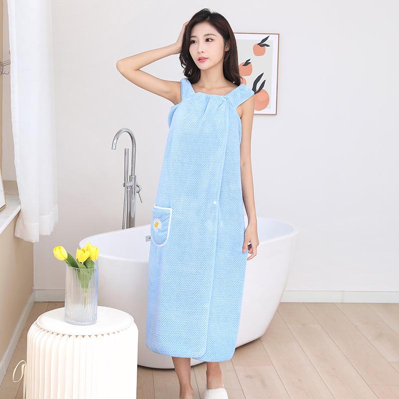 Pologg Embroidered Bath Skirt - Wearable, Wrapable, Plus Size, Absorbent, Soft, Durable Bathrobe Towel