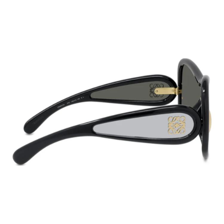 Loewe Irregular Shape Sunglasses With Mirror Leg Decoration Unisex Sunglasses Black LW40108I01C