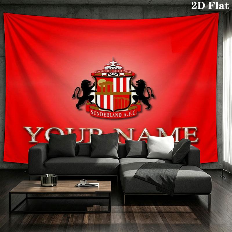 Sunderland A.F Custom Name Wall Tapestry Aesthetic Wall Hanging Printed Fabric Blanket Decorative Tapestries for Bedroom Living Room Home Decor