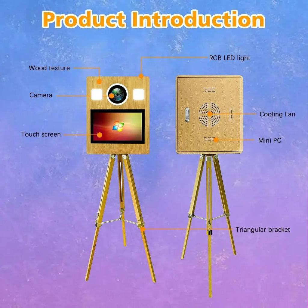 2025Nový design Fotokoutek Svatba Dřevo Vintage Fotokoutek Cena Velkoobchod Retro Dřevěný Fotokoutek Stroj S Tiskárnou a Fotoaparátem