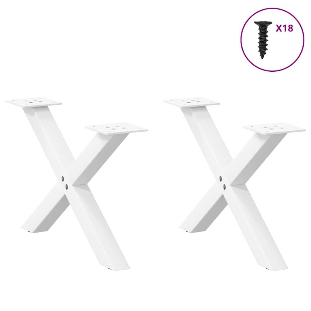 Vidaxl Coffee Table Legs, 2 Pcs, White, 60X(30-31) Cm, Steel