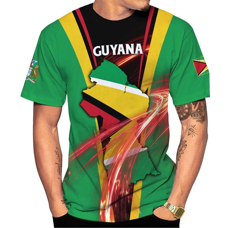 3D Print Personalized Guyana Tee Shirts For Men Guyanese Coat Of Arms National Flag T-Shirt New In Mens Short Sleeve T Shirt Top