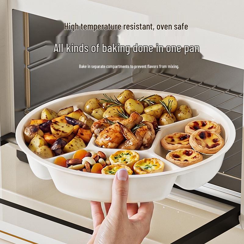 Portable 5-Compartment Round Snack Plate - Multi-Use for Side Dishes & Fruit - Plastic Tableware for Weight Loss