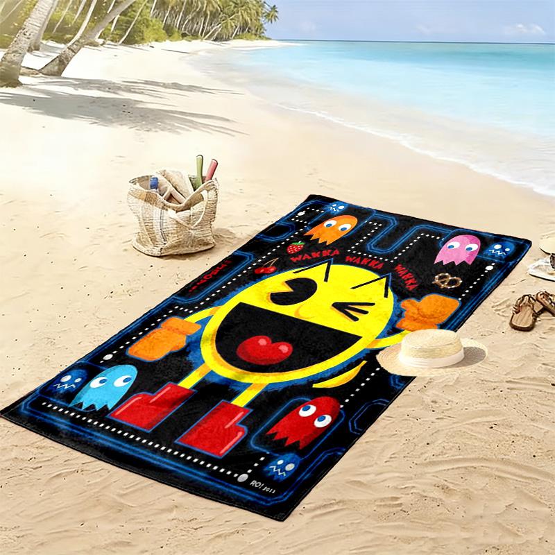 Pacman Print Beach Towel, Large Soft Quick Dry Towel for Beach Camping Swimming