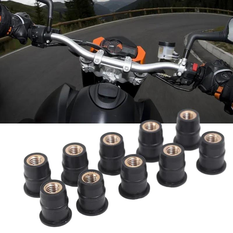 10pcs Motorcycle Modification Rubber Nuts Fasteners Motorcycle Windshield Nuts Decorative Accessories Brass Nuts Riveting Tools