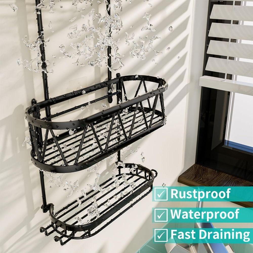 Rustproof Over Shower Head Organizer Hooks Soap Holder Durable Storage Rack Shampoo