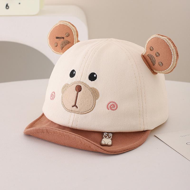 Entzückende Frühlings-Baseballkappe für Babys im koreanischen Stil, Unisex, mit Bärenmotiv und weichem Schirm zum Sonnenschutz