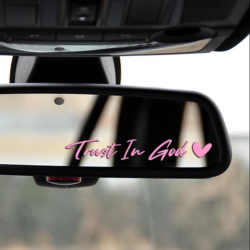 Trust In God Car Rearview Mirror Sticker - Reflective Car Body & Laptop Decoration