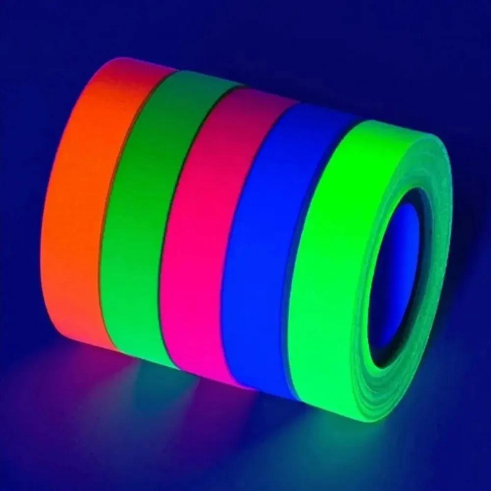 6/1Rolls UV Glow Cotton Tapes Neon Gaffer Party Tape Self-Adhesive Glowing Reactive Cloth Stage Props Wedding Home Decorations