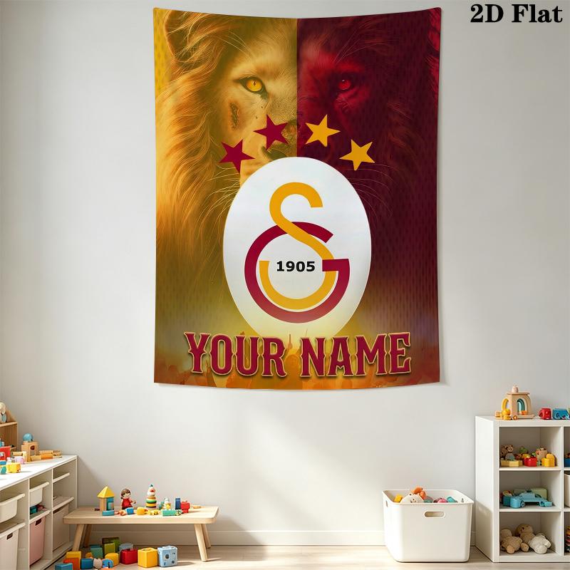 Custom Name Galatasaray Pride Wall Tapestry Aesthetic Wall Hanging Printed Fabric Blanket Decorative Tapestries for Bedroom Living Room Home Decor