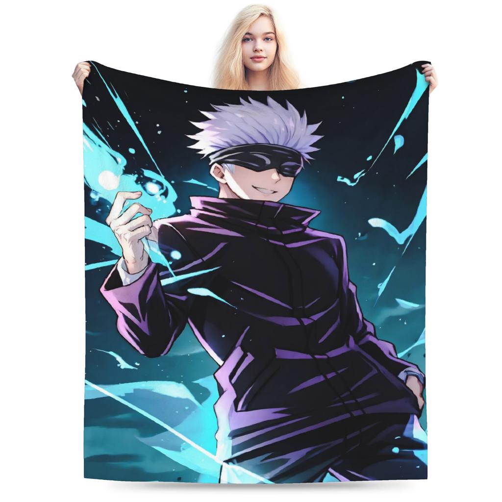 Gojo Satoru Blankets Winter Super Soft Throw Blanket For Girl Bedroom Flannel Bedspread Bed Cover