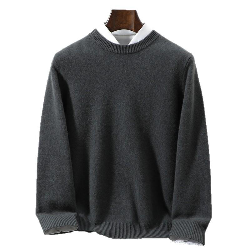 Autumn And Winter Thickened Pullover Men'S 100% Pure Cashmere Shirt Loose Warm Cashmere Knitted Bottoming Sweater