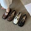 Soft Leather Version~ Square Head T-Buckle Retro Mary Jane Small Leather Shoes Versatile Loafer Shoes Commuter Flat Shoes Women