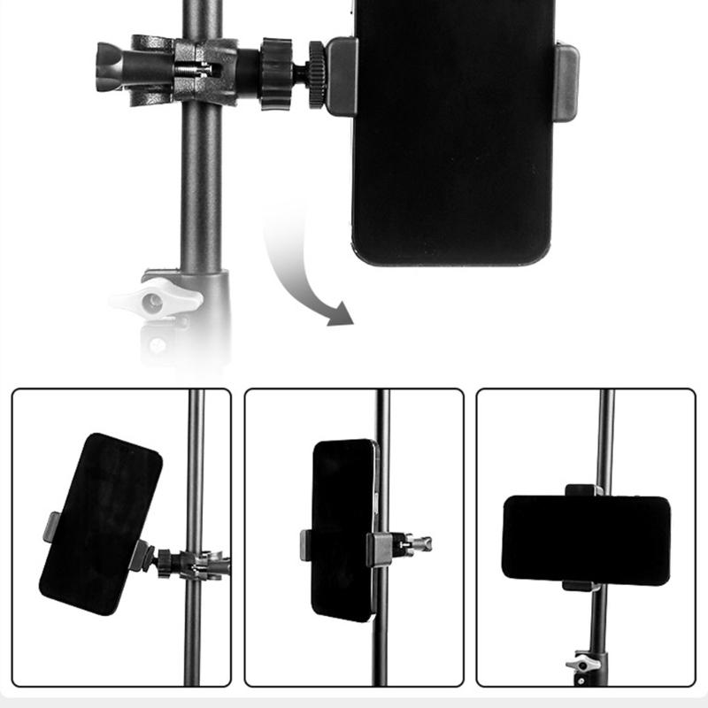 Rotatable Smartphone Holder For Mic Stands Tripod Phone Mount Brackets Expansion Clamp For Vloggings Video