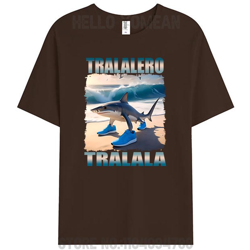 Tralalero Tralala Maglietta Bootleg Italian Brain Rot Funny Meme T-Shirt Graphic Vintage 100% Cotton Summer Unisex Y2k Tee Tops