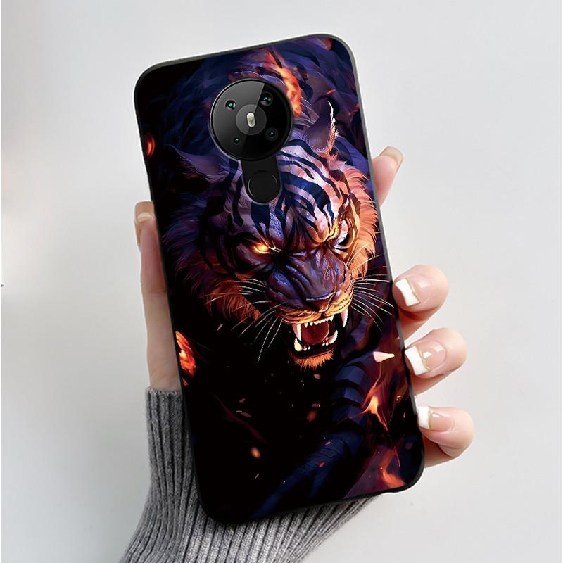 For Nokia 5.3 INS Aesthetic Black For Nokia 5.4/Nokia 3.4 Shockproof Jelly Cover Coconut Tree Pattern Anti-Scratch Soft Shell
