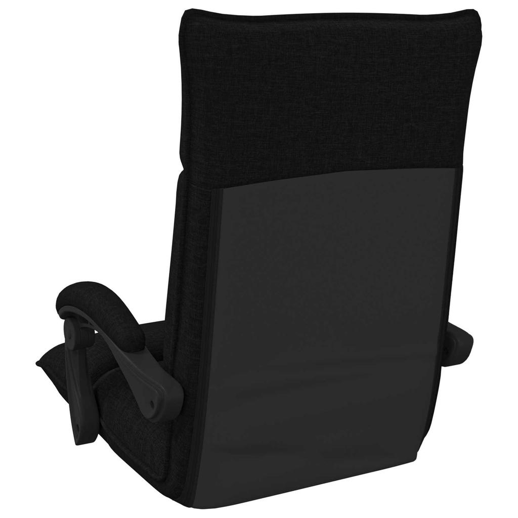 Adjustable Floor Footstool Black Fabric