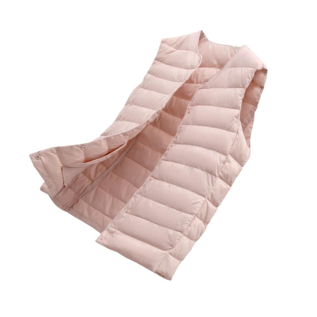 Lightweight Women's Sleeveless Down Vest - Short Round Neck Innerwear for Autumn/Winter