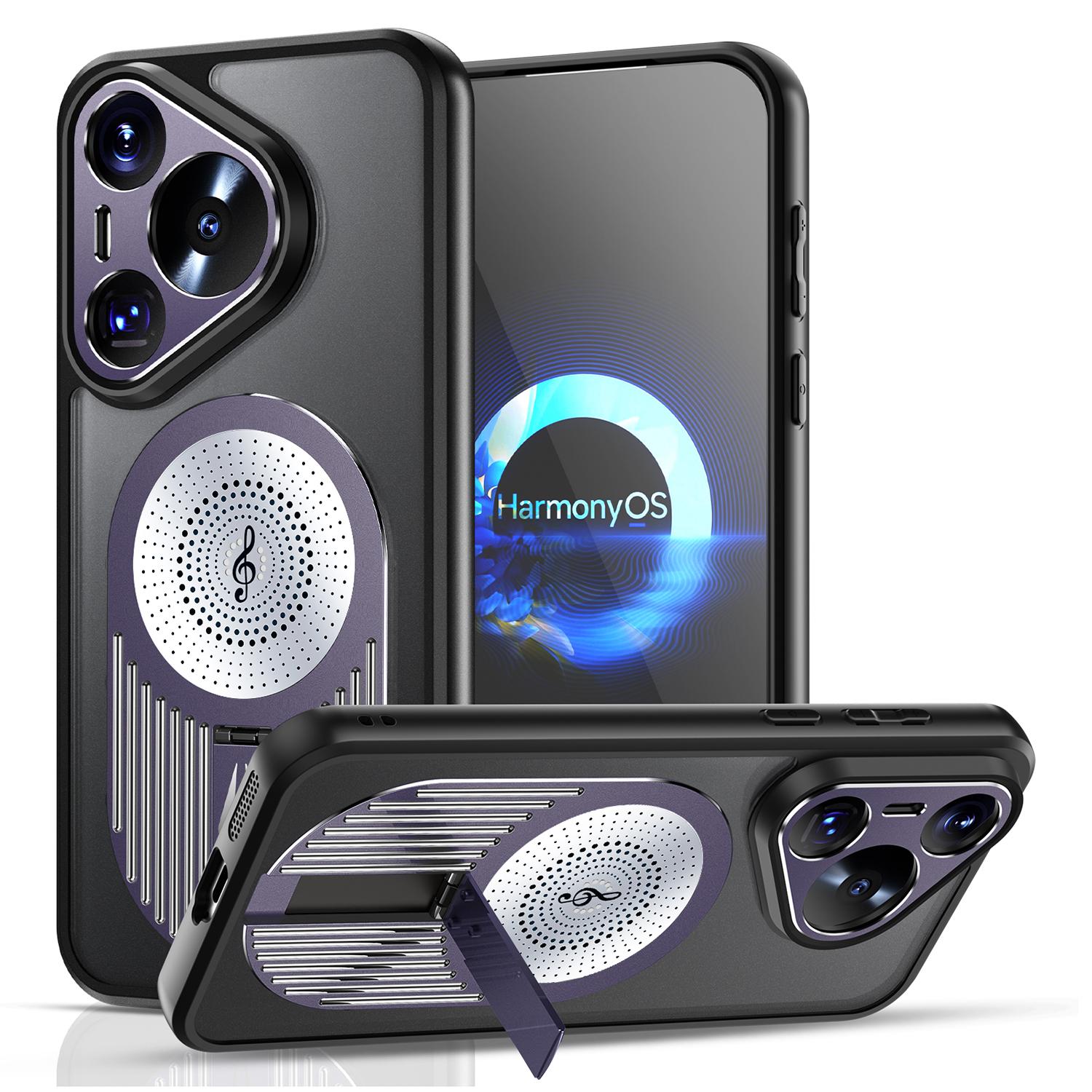 

For Huawei Pura 70 Case Compatible with MagSafe Heat Dissipation Aromatherapy Kickstand Silicone+PC Phone Cover Purple