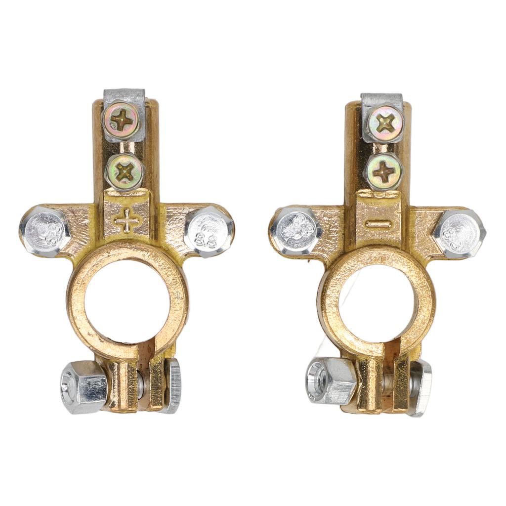 1 Pair Brass Battery Terminal Connectors Positive Negative Battery Terminals Clamp Set for Marine Car Boat RV Vehicles