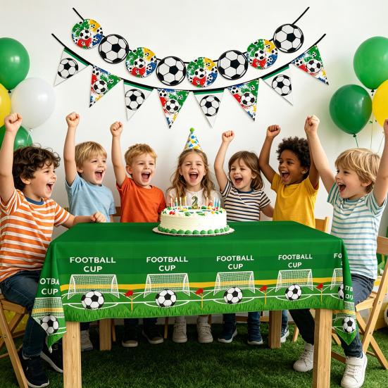 Soccer Birthday Party Decoration 10 Guest Disposable Dinnerware with Tablecloth Paper Plates Cup Napkin