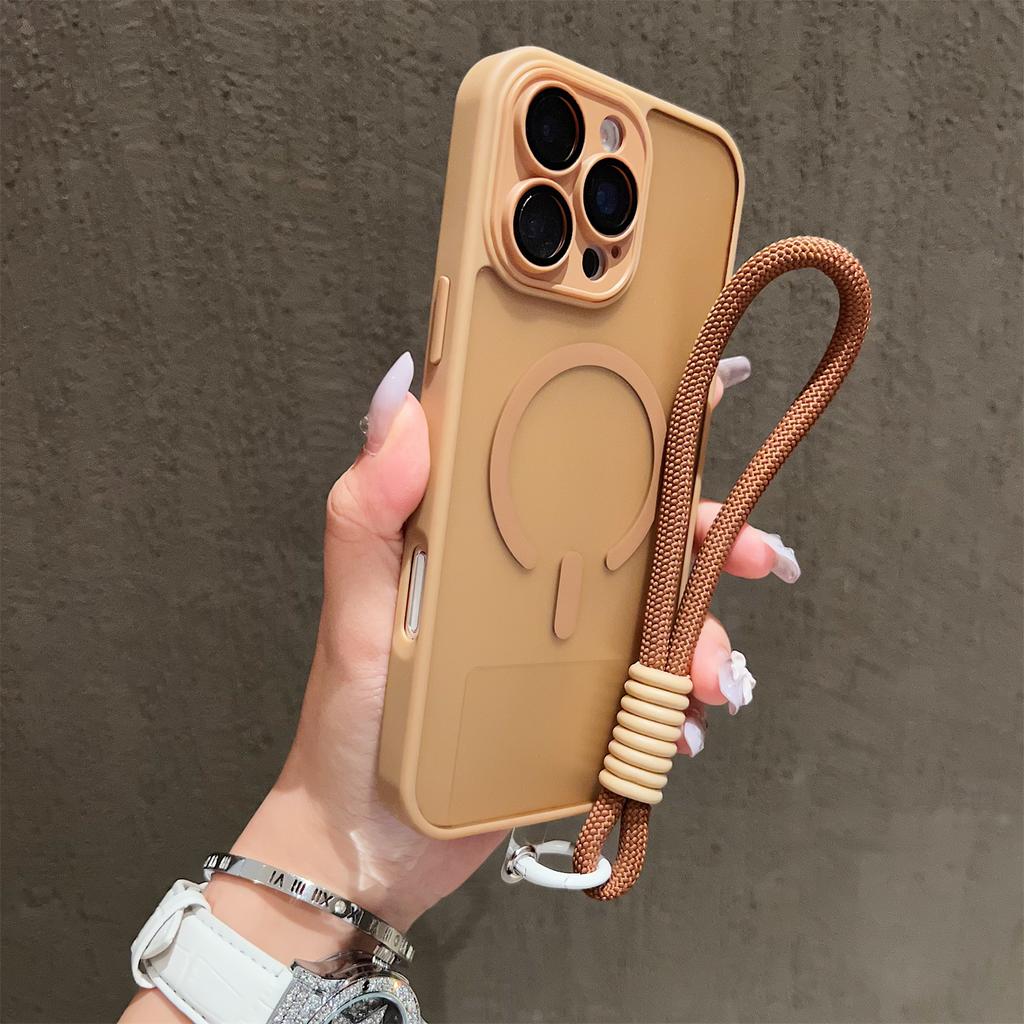 Funda Protectora Transparente Magsafe Antigolpes con Borde Mate Para Para Iphone 17 16 14 13 Mini 15 12 11 Pro Max Plus Correa de Muñeca Cubierta Magnética