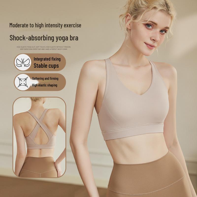 

Women s Summer Yoga Hollow-Out Cross Vest Shockproof Sports Bra XL