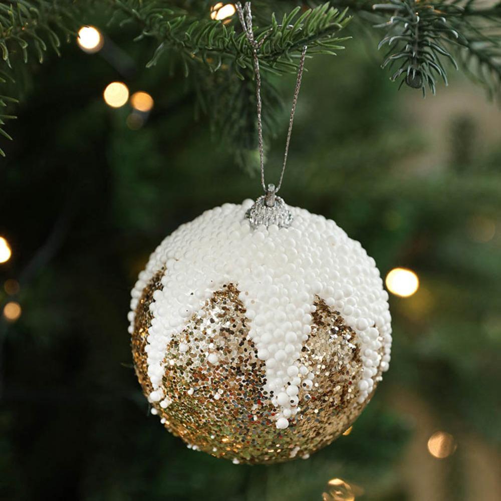 

2 шт./пакет пенопластовый шар рождественская елка украшение своими руками поделки окрашенные новогодние рождественские подарки коробки подвеска пластиковое подвесное украшение - золотой