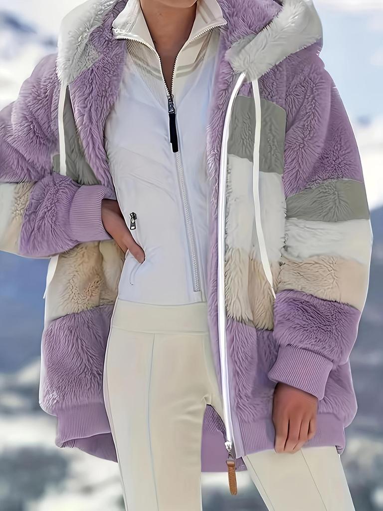 Women's Autumn/Winter Bestseller: Multi-color Plush Hooded Jacket