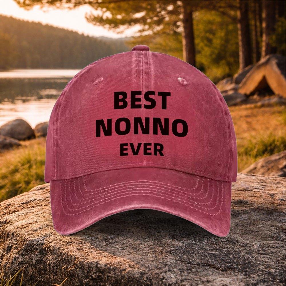 BEST NONNO EVER Washed Baseball Cap Unisex Duckbill Hat for Golf Casual Outdoor Daily Commute