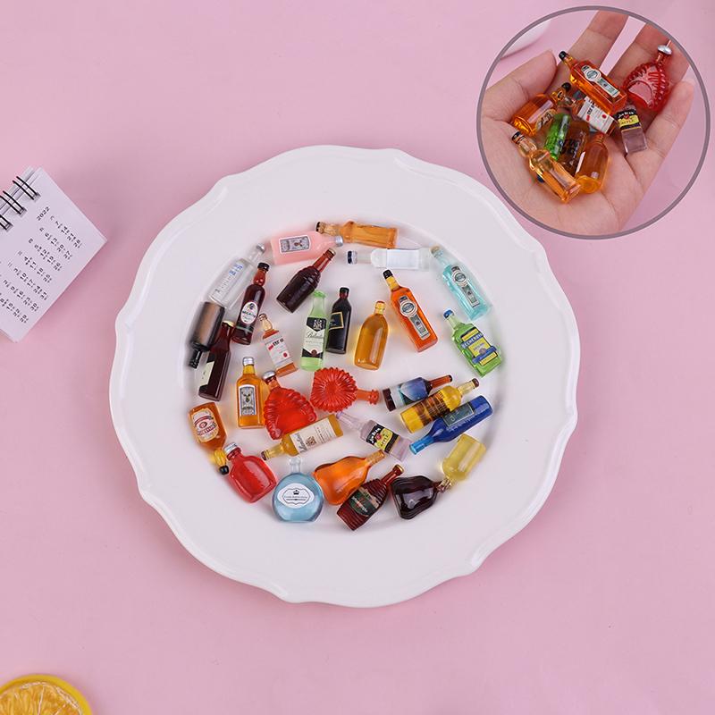 10Pcs 1:12 Dollhouse Miniature Resin Bottle Simulation Wine Bottle For Kids Toy