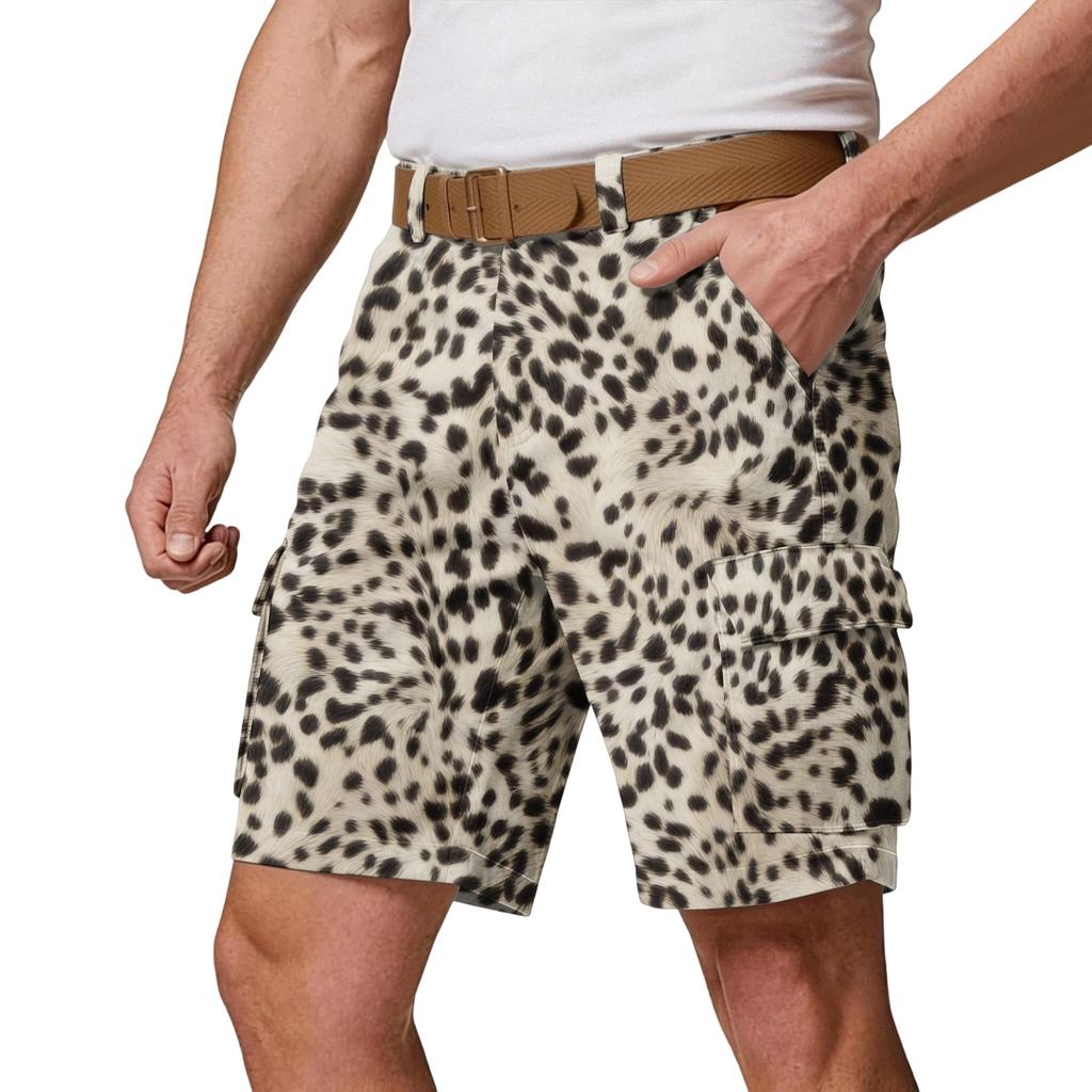 Herren-Cargoshorts mit mehreren Taschen - Lässige Leopardenmuster-Athletikshorts für Wandern, Outdoor-Sommerhosen (Gürtel nicht enthalten)