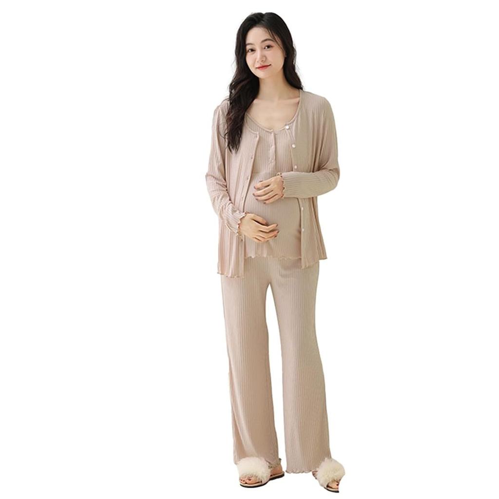 Shop Maternity and Long Front Beige [select Tomorrow] Pajamas, Nursing, Pre- Postpartum, Sleeve, Camisole, Opening, Spring, Summer, Fall, (JP,