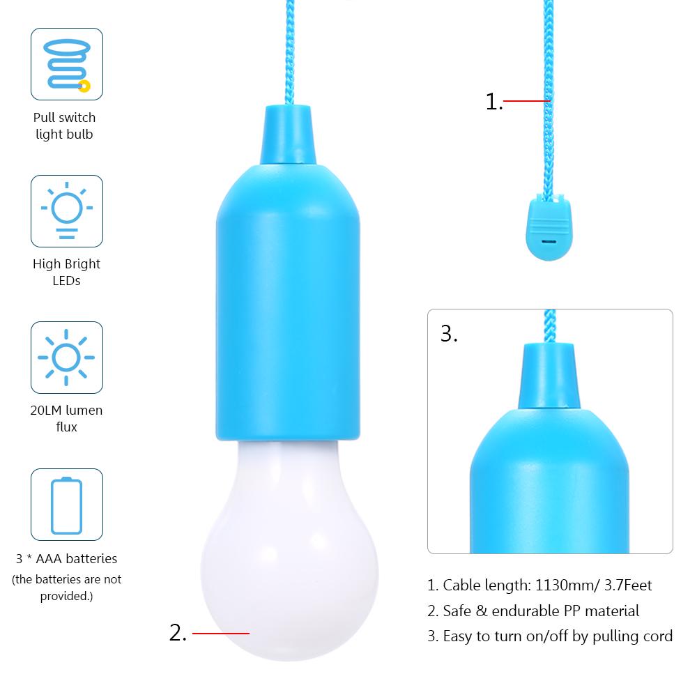 Tomshine 4.5V 0.5W LED Bulb Pull-Rope Switch 3 * AAA Battery Powered Operated Hanging Design 6 Pack