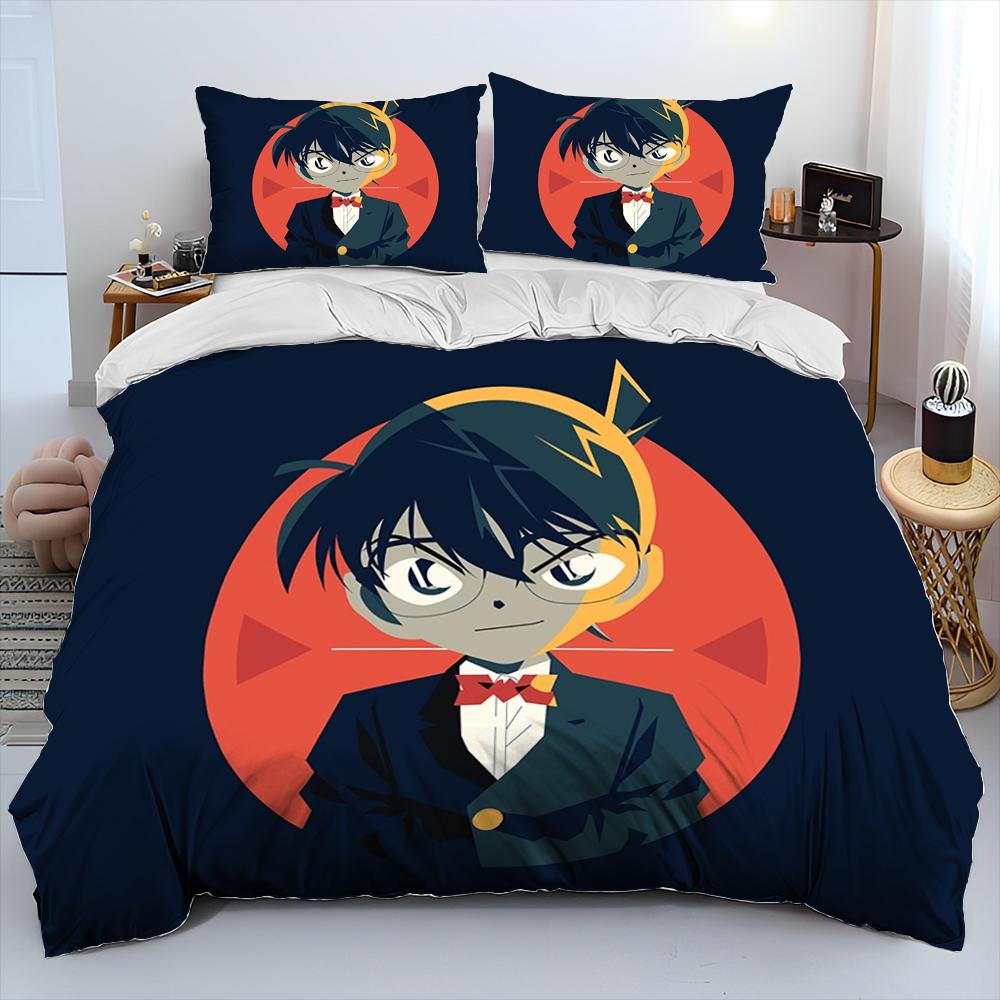 Comforter Detective Conan Cartoon Anime Comforter Bedding Set Bed Set King Queen Size Bedding Set Kids