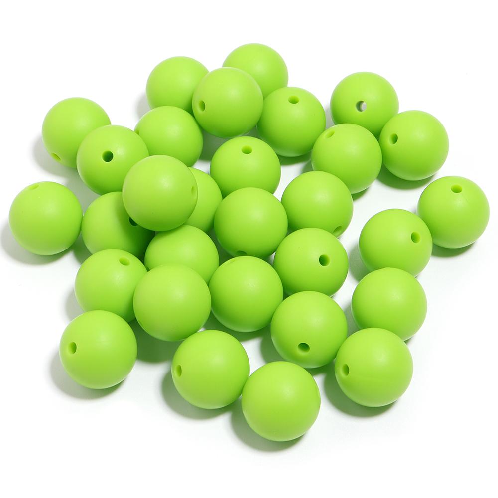 20pcs/Lot 12 15mm Candy Color Round Acrylic Imitation Silicone Beads Round Spacer Loose Bead for DIY Jewelry Making Accessories