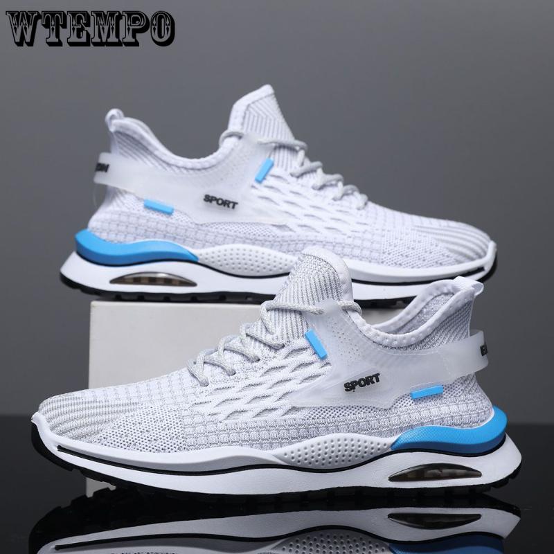 WTEMPO Men's Summer Air Cushion Sneakers Mesh Outdoor Breathable Sport Shoes Thick Bottom Non-Slip Basketball Shoes Casual Running Shoes