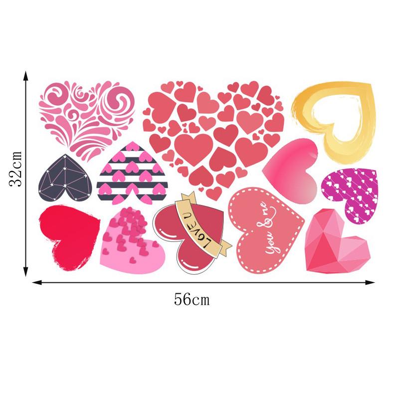  Valentine's Day Wall Sticker Removable Love Hearts Decal Home Decor