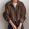 YYFS Damenmode, lässig, einfarbig, Herbst-Winter, langärmelig, POLO-Ausschnitt, Jacken und Mäntel