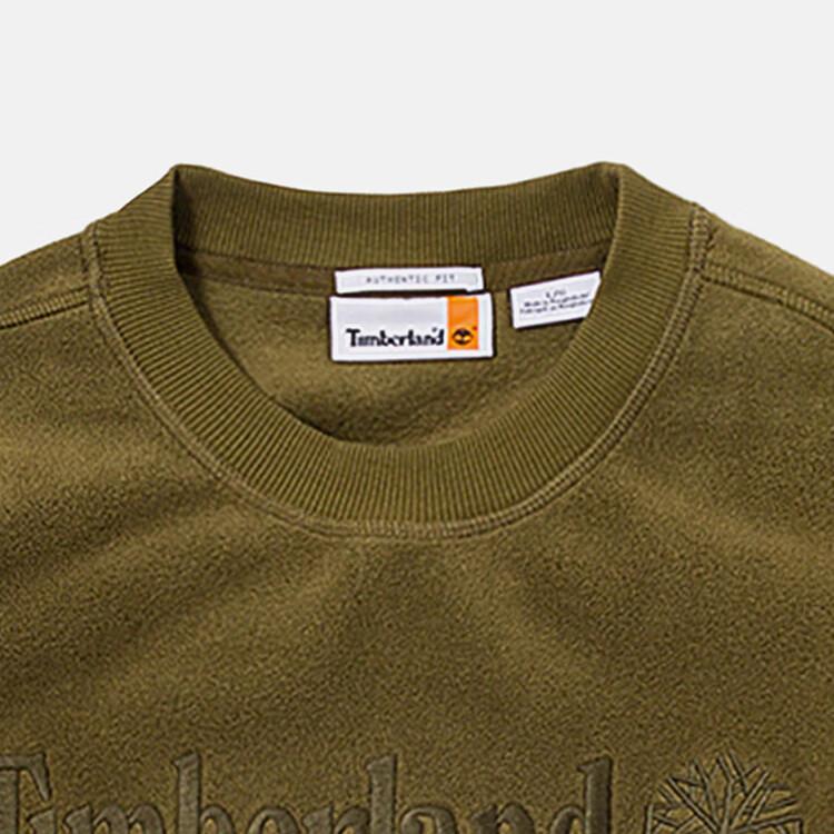 Timberland Letter Logo Printed Fleece Outdoor Casual Moisture-Wicking Sweatshirt Men Sweatshirt Dark-Olive-Green A2NTZ-302