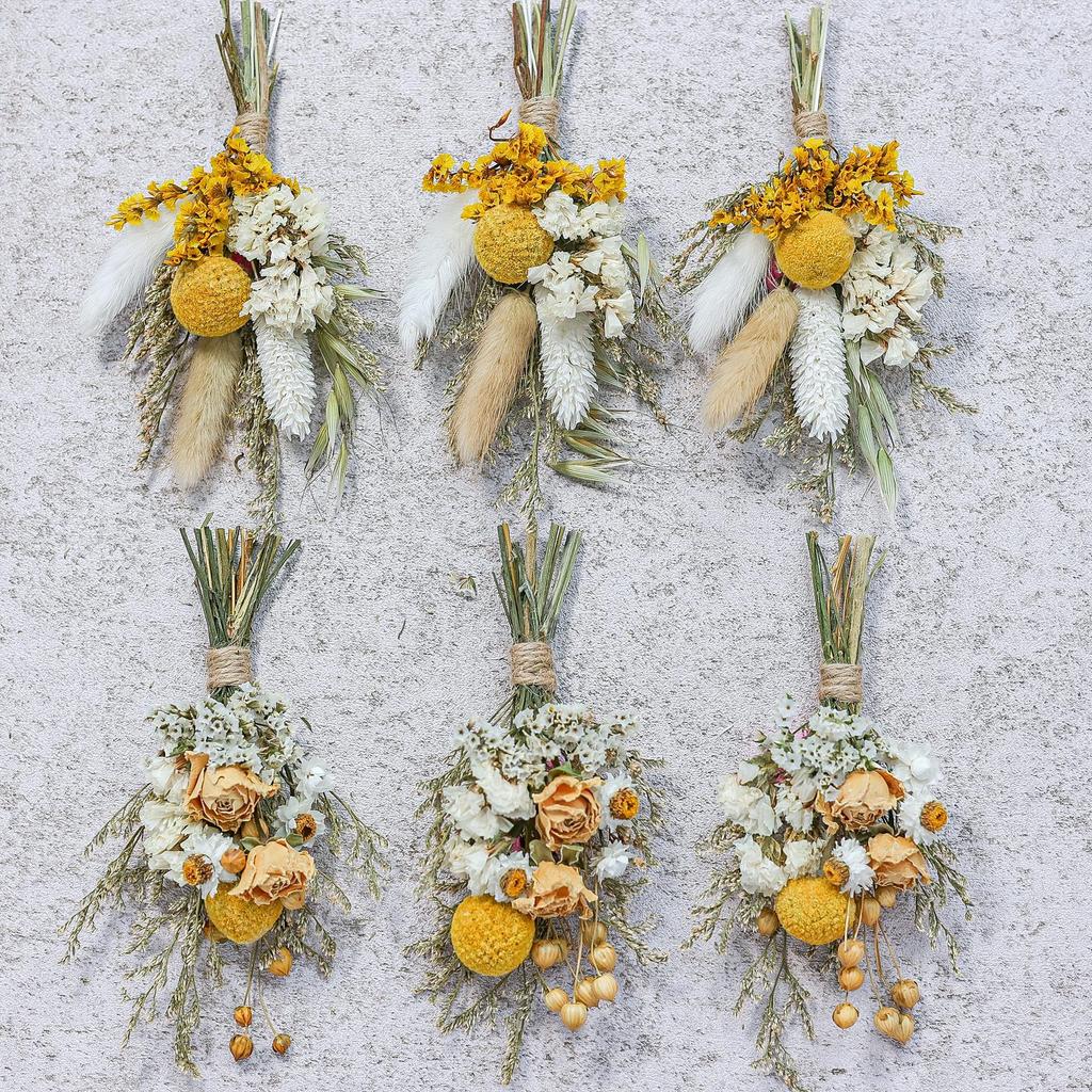 Dried Flowers Mini Bouquet Fingertip Bouquet Small Bouquet Indoor Home Window Decoration Flower Small Bouquet Gift 6 Bouquets/Box
