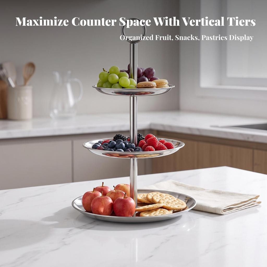 Serving Tray Stand Stainless Steel Appetizer Food-Grade for Buffets, Hosts