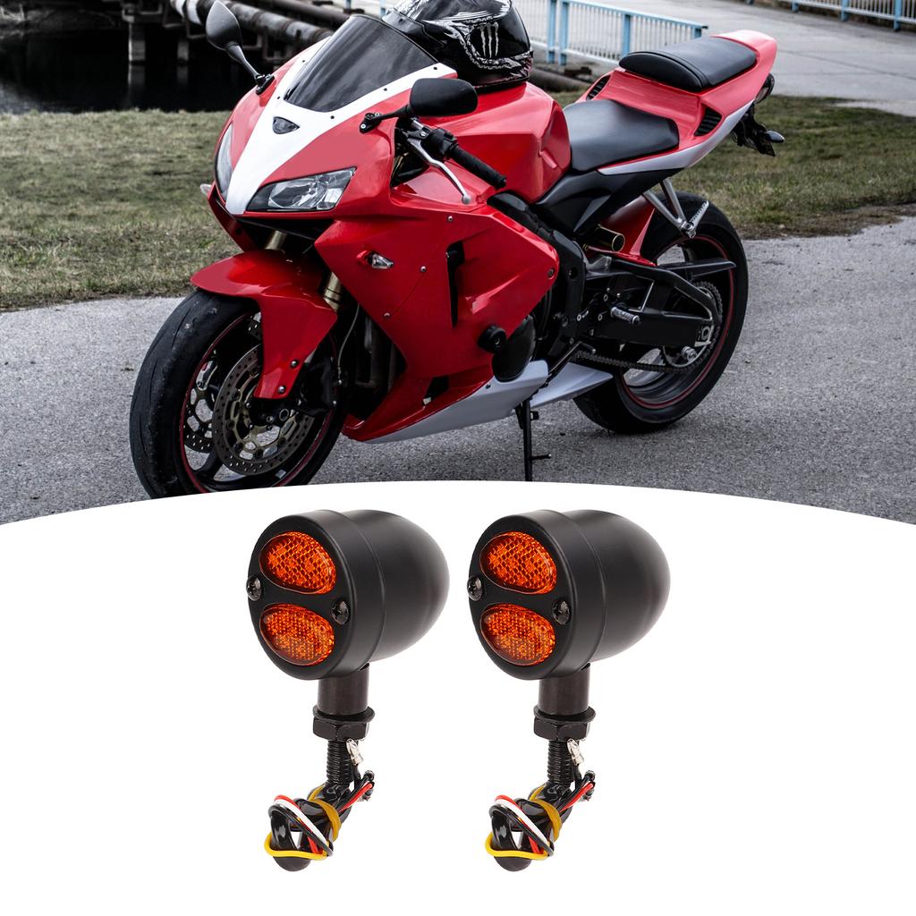 1 Pair Motorcycle LED Turn Signal Light Dual Color Indicator Blinker 12V for Motorbike