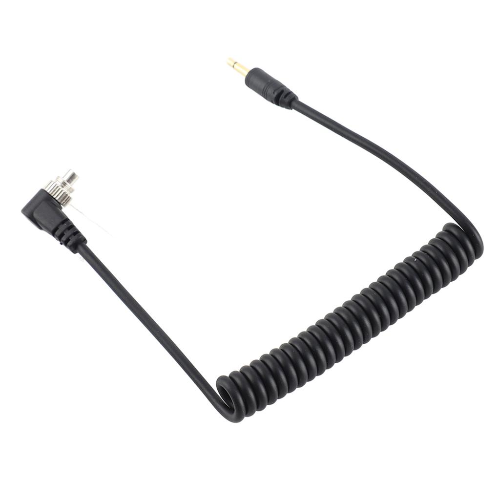 2.5mm to Male Flash PC Sync Cable Cord with Screw Lock Extended Coiled Wire