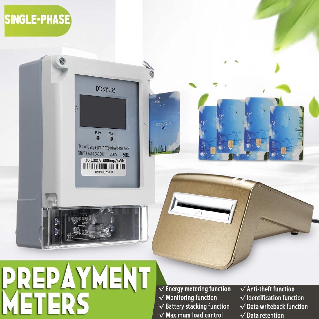 220V 50Hz Electric Prepayment Slot Meter Programmable Single Phase w/ Cards Digital Display Card Meter