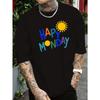 European Size Happy Monday! Check Out This Trendy Short-Sleeved Men'S T-Shirt for Summer, Featuring a Stylish Print.Versatile And Breathable Top