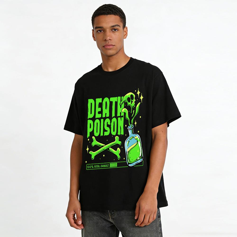 Death Poison Skull Print Trendy Casual Short Sleeve T-Shirt Pure cotton T-shirt