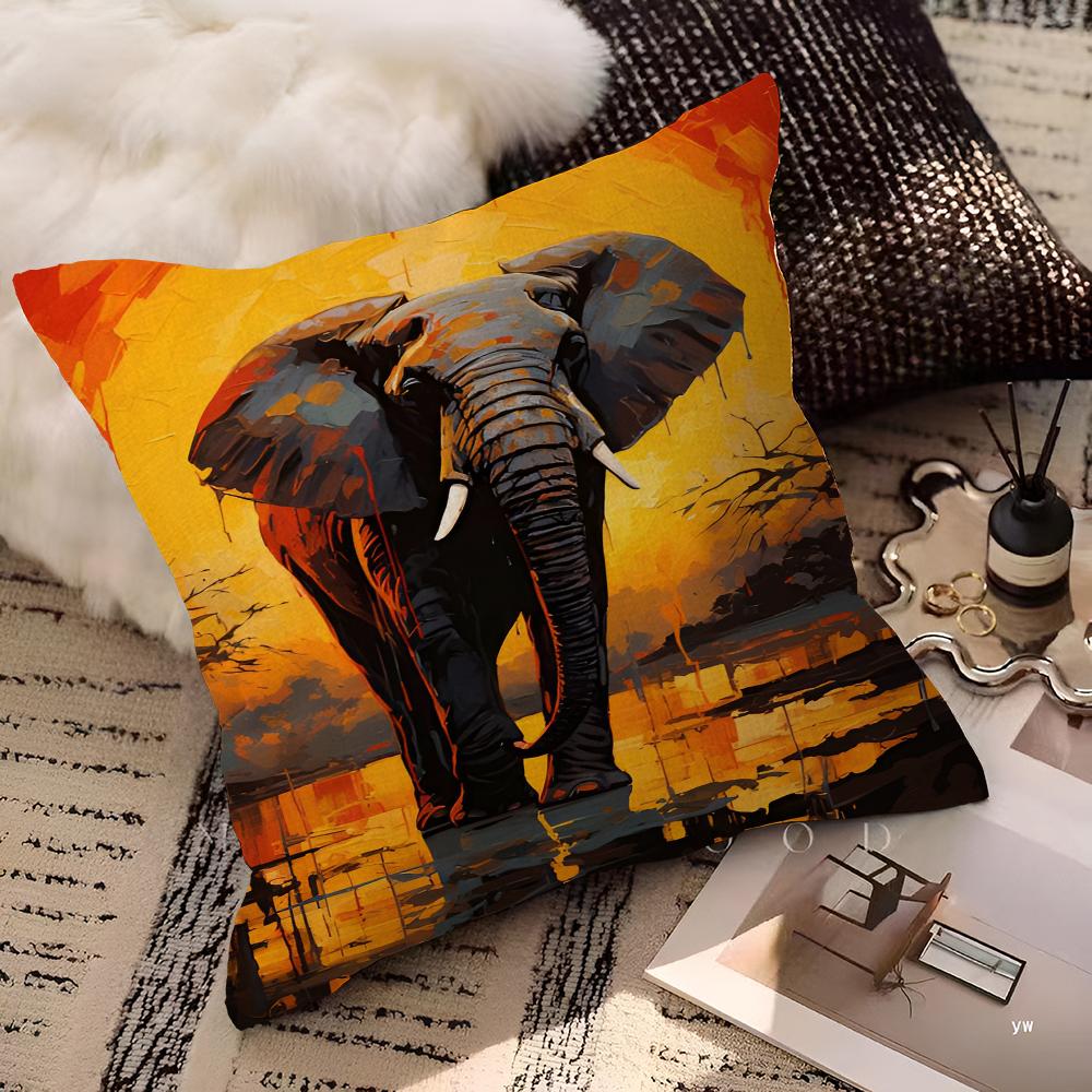 Abstract Elephant Sunset Animal Art Pillowcases Home Bedding Decorative Pillow Cover Wedding Super Soft Pillow Case