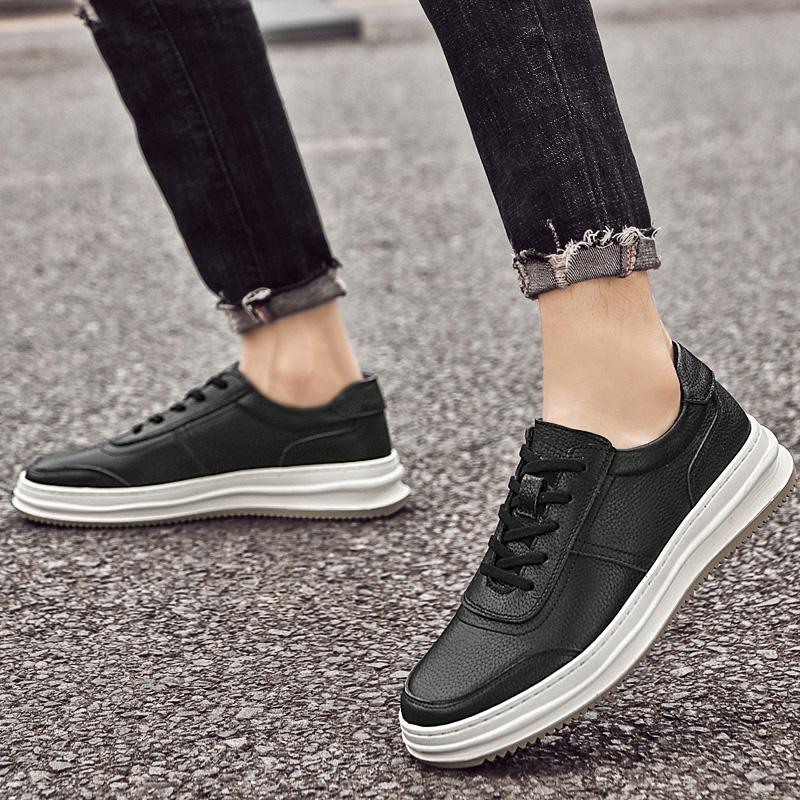 Fashion Vintage Men Casual Footwear New Genuine Leather Shoes Men Handmade Lace-Up Skate Shoes Men Fashion Flat Minimalist Walking Shoes